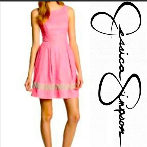 Jessica Simpson Fit Flare Pink Lace Overlay Dress - Picture 5 of 5